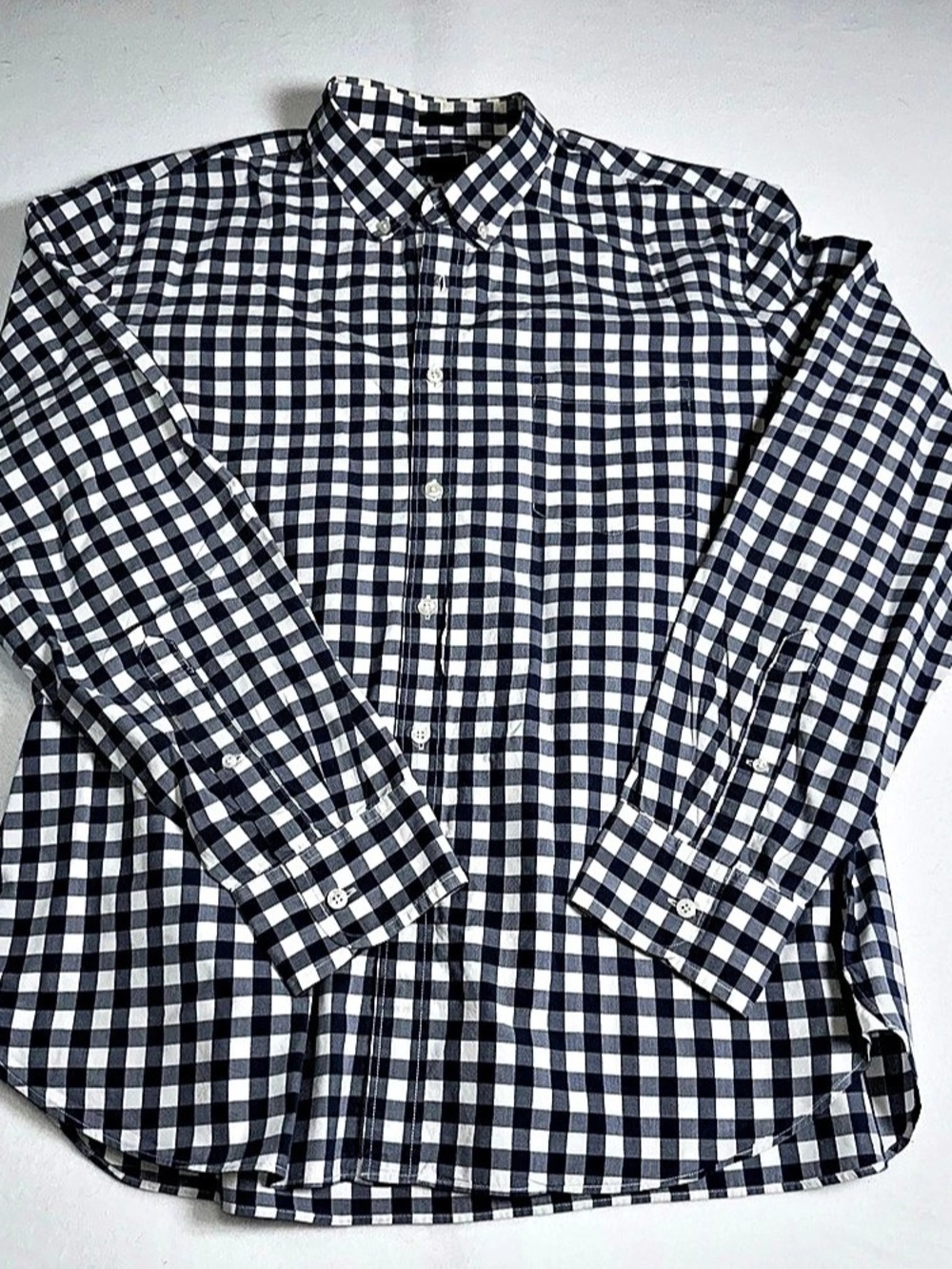 J.Crew Slim Gingham Button-Down Shirt Blue & White XL